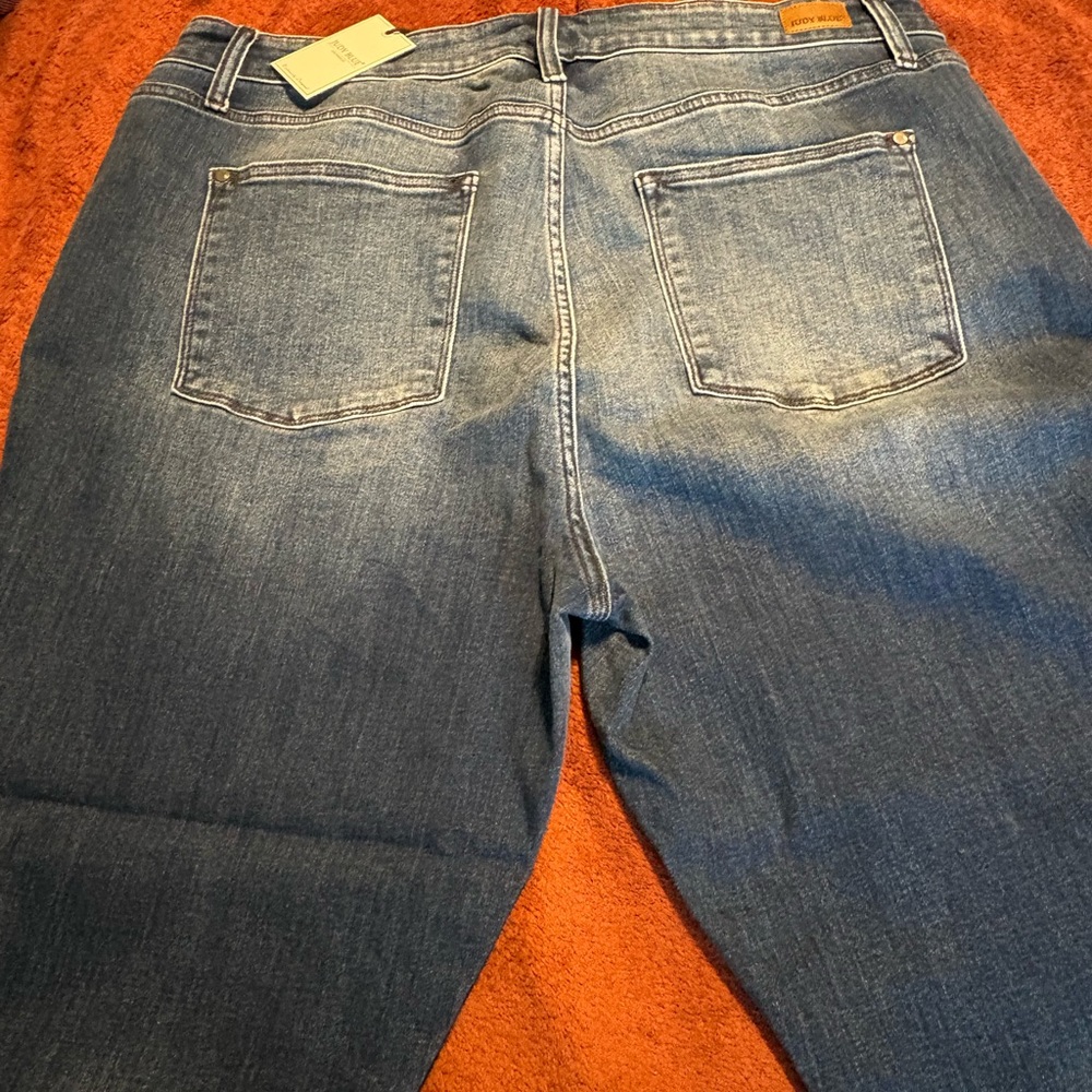 Judy Blue Medium-Dark Blue Cuffed Boyfriend Jeans - Picture 3 of 5